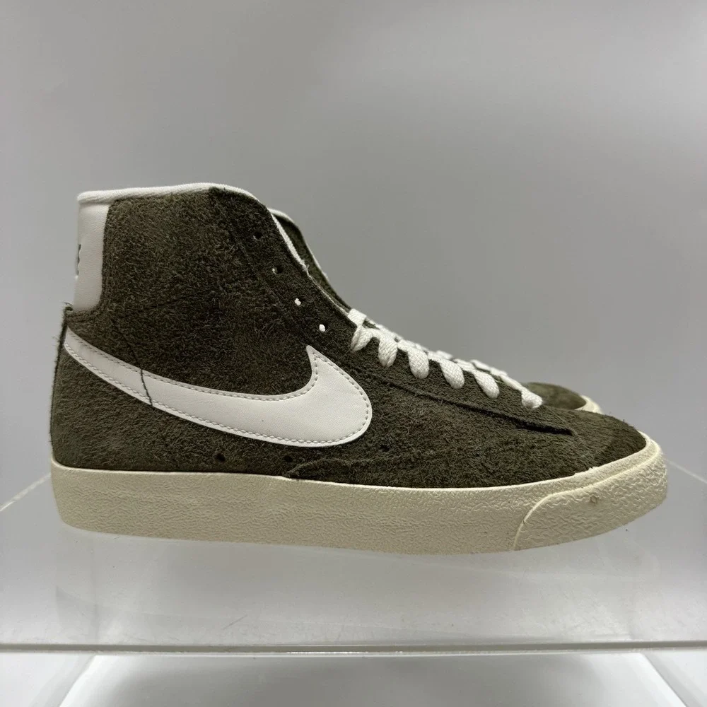 Brand New Nike Blazer '77 Vintage Mid Olive Fuzzy Suede DV7006-201 Women Size 7